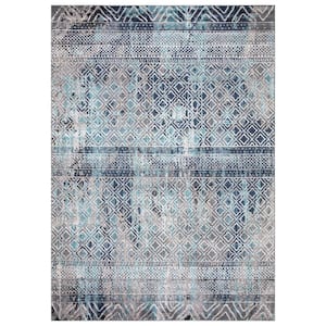 Vintage Collection Piazza Blue 7 ft. x 9 ft. Geometric Area Rug