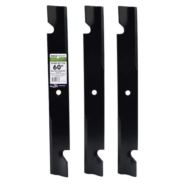 MaxPower 3 High Lift Blades for Many 60 in. Cut Exmark Mowers Replaces OEM #'s 1-633483, Bad Boy 038-2007-00, 105771803, 133-2127