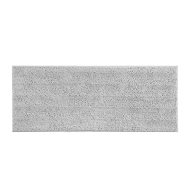 Astor with TPR Backing 24 in. x 60 in. Light Gray Solid Color Polyester Rectangle Bath Mat