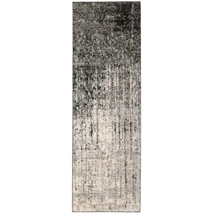 Retro Black/Light Gray 2 ft. x 7 ft. Solid Runner Rug