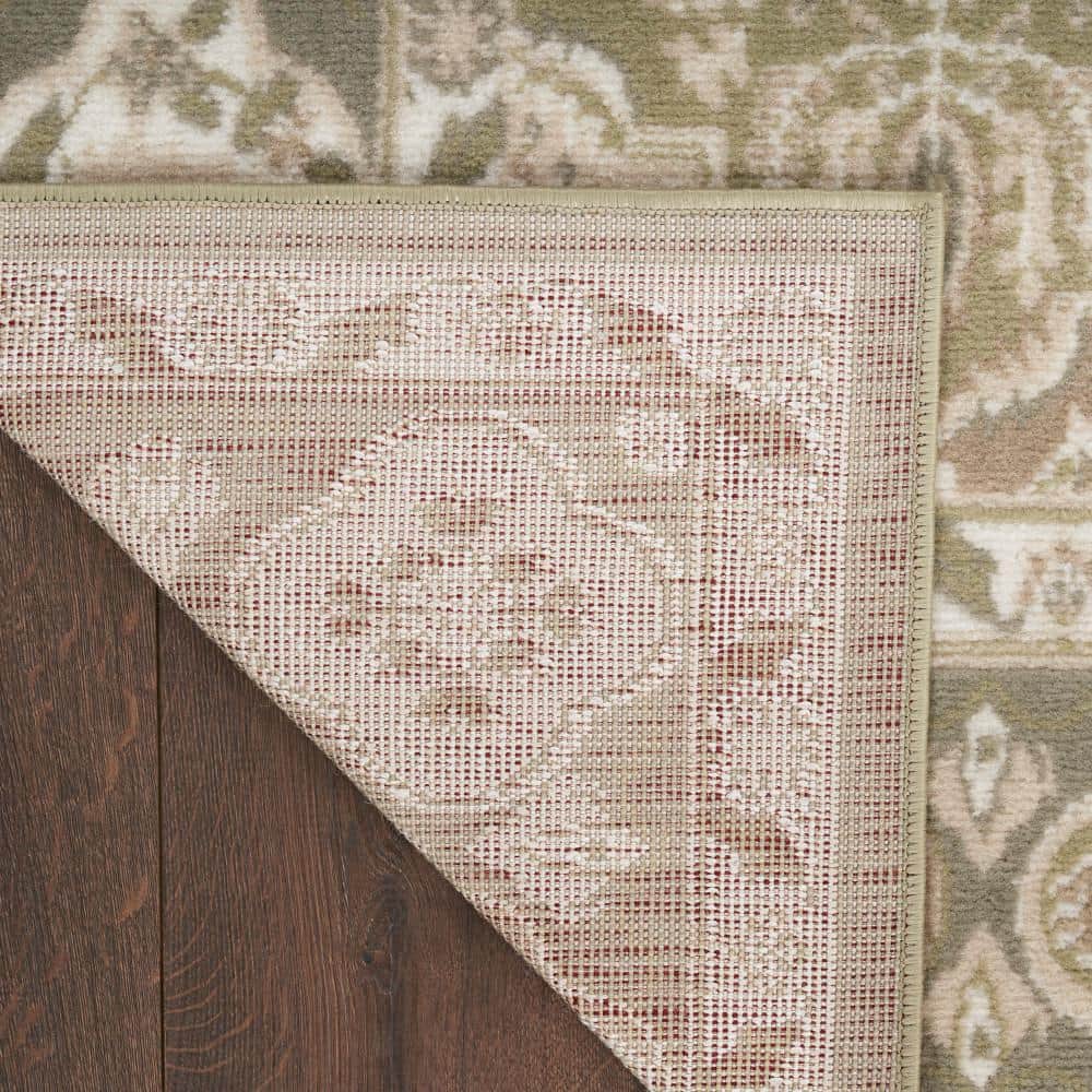 Grafix Green and Beige Synthetic Rectangular Area Rug
