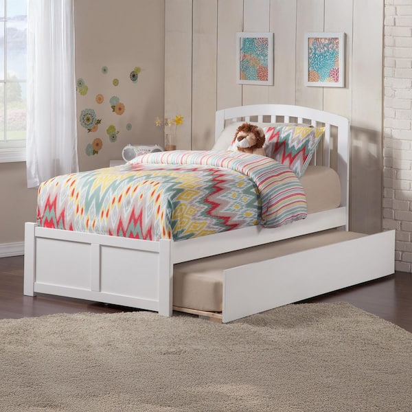 AFI Richmond Twin Extra Long Bed with Footboard and Twin Extra Long Trundle in White