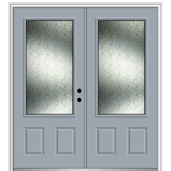 MMI Door Rain Glass 72 in. x 80 in. Left-Hand Inswing 3/4 Lite 2-Panel Painted Storm Cloud Prehung Front Door on 6-9/16 in. Frame