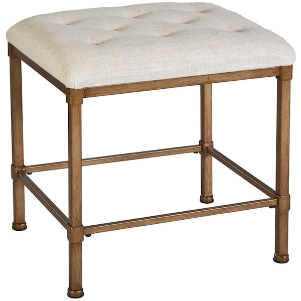 Hillsdale Furniture Katherine 15 in. x 18 in. Backless Vanity Stool in Golden Bronze and Cream