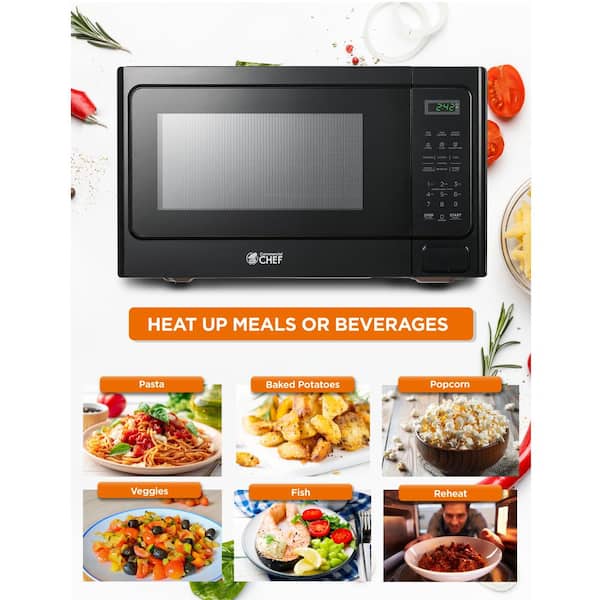 BLACK+DECKER EM031MB11 Digital Microwave Oven with Turntable Push-Button  Door, Child Safety Lock, 1000W, 1.1cu.ft, Black & Stainless Steel, 1.1 Cu.ft
