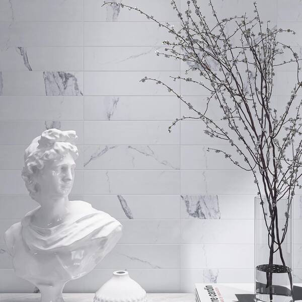 MOLOVO Paloma Calacatta Liso 2.95 in. x 11.81 in. Satin Ceramic