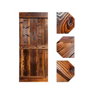 24 in. x 84 in. Mid-Bar Series Pre-Assembled Walnut Stained Thermally Modified Solid Wood Sliding Barn Door Slab