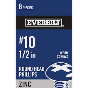 #10 x 1/2 in. Zinc Plated Phillips Round Head Wood Screw (8-Pack)