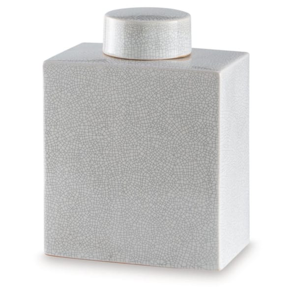 Haddworth White Rectangular Ceramic 8 in. Decorative Jar