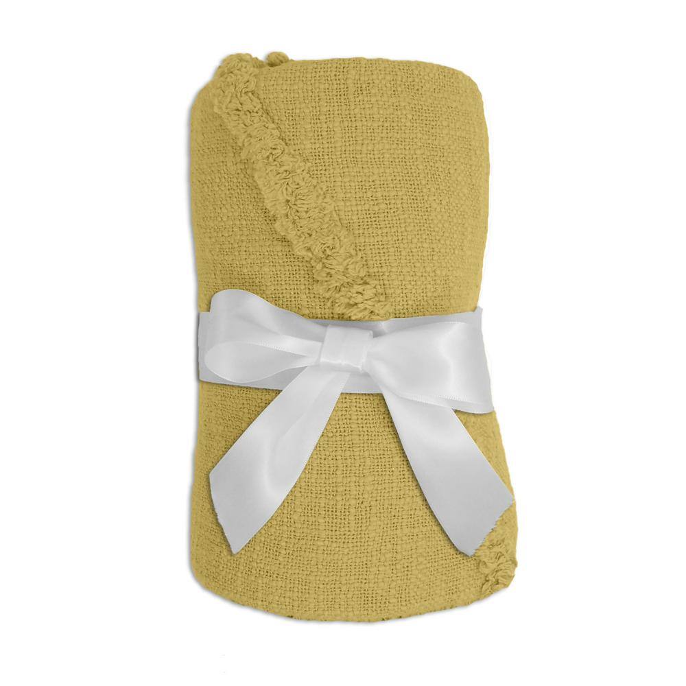 Bohemian Diamond Tufted Cotton Throw Blanket, Yellow, 50" x 60"
