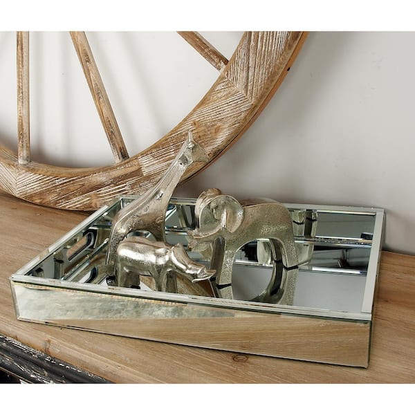 Silver Wood Mirrored Decorative Tray
