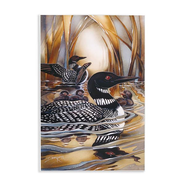 Stupell Industries Loon Family Among Pond Ripples by Jody Bergsma Unframed Animal Graphic Art Print 19 in. x 13 in.