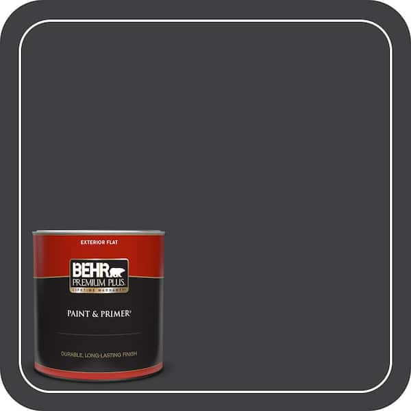 BEHR PREMIUM PLUS 1 qt. #ECC-10-2 Jet Black Flat Exterior Paint & Primer