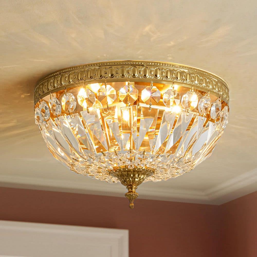 Rennnsan Jarvis 13 In. 3-Light Classic Crystal Flush Mount with