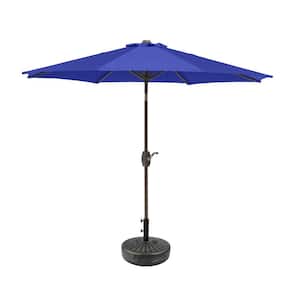 Peyton 9 ft. Market Patio Umbrella in Royal Blue with Bronze Round Base