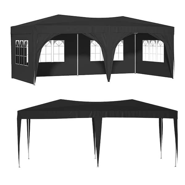 19.6 ft. W x 9.8 ft. D x 8.9 ft. Black Portable Carport, Portable Tent-be suitable for Stalls, Parking,  Picnic and Pary