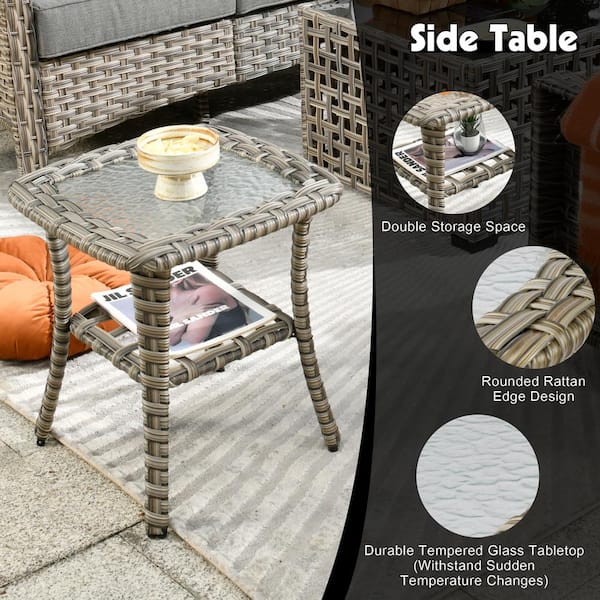 Toject Eureka Grey 3-Piece Wicker Outdoor Patio Conversation
