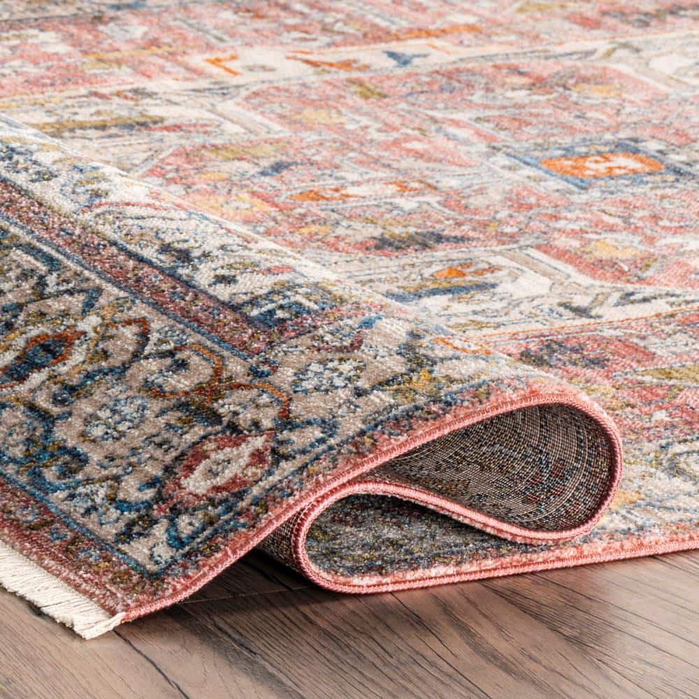 Harriet Orange Vintage Medallion Square Area Rug