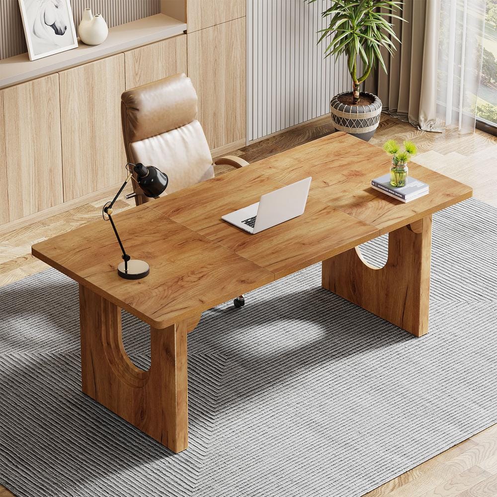 BYBLIGHT Lanita 70.9 in. Rectangular Brown Engineered Wood