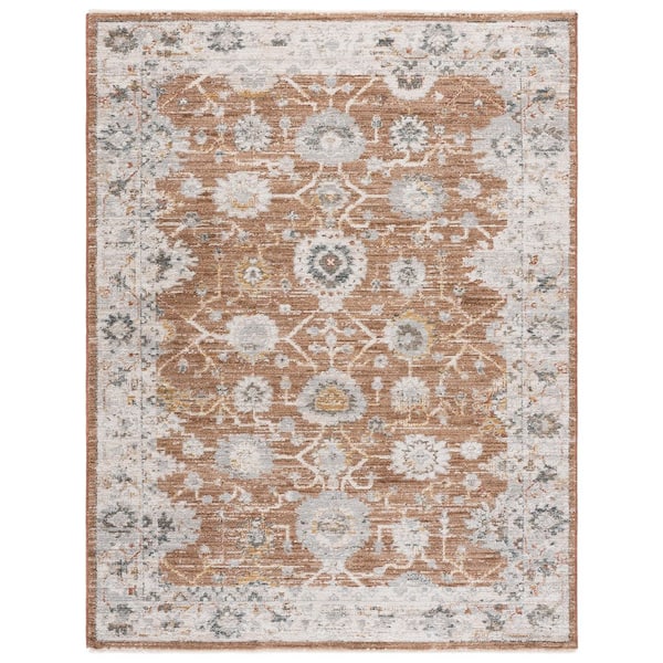 Vintage Rosewood 6 ft. x 9 ft. Rust/Ivory Gray Distressed Oriental Area Rug