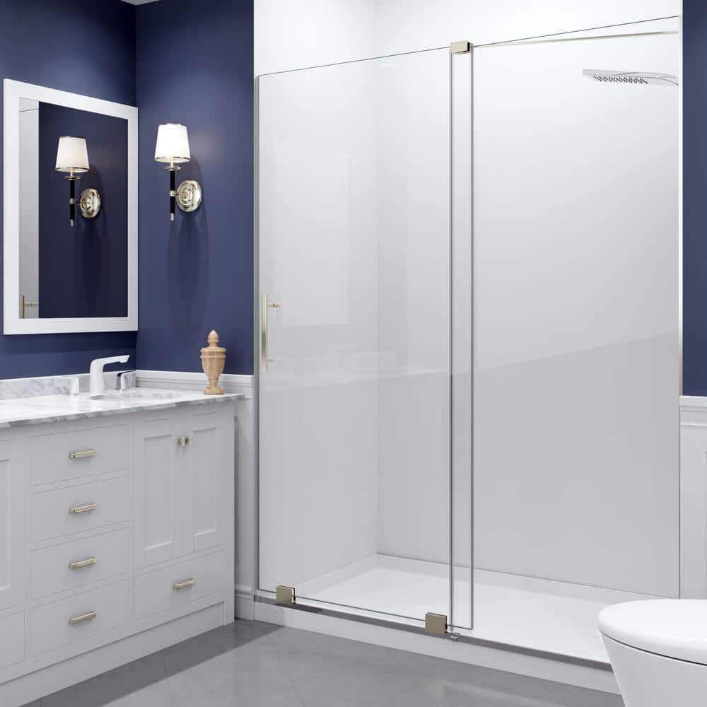 Longboat Series 60 in. x 76 in. H Sliding Semi-Frameless Shower Door in Bru