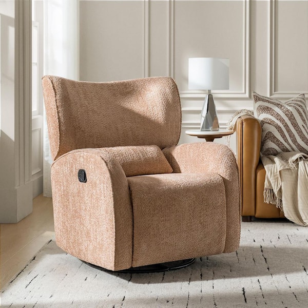 Anneliese Sand Polyester Manual Swivel Glider Recliner with Wingback and Adjustable Headrest