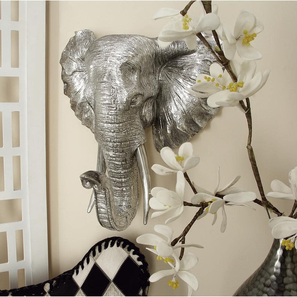 Silver Elephant Heads 5 Wall Hooks - Interior Flair