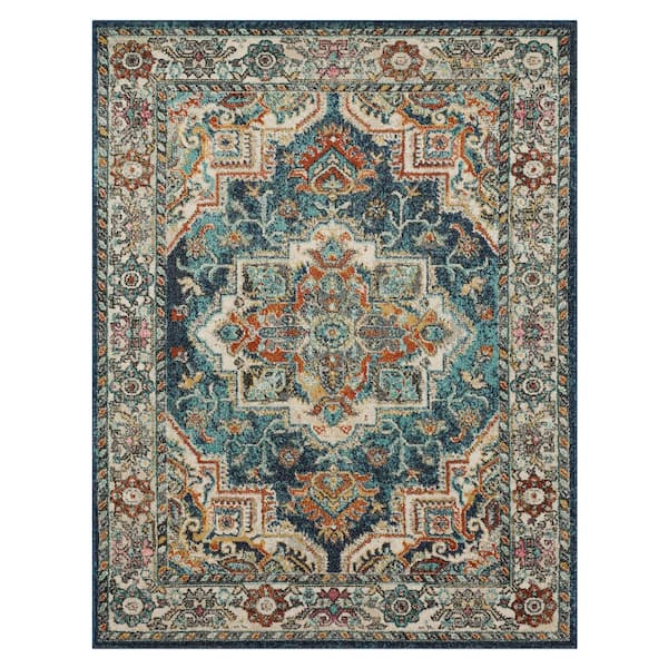 Mohawk Home Dellen Blue 3 ft. 11 in. x 6 ft. Area Rug