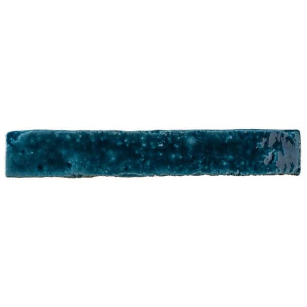 Ivy Hill Tile Virtuo Sapphire Blue 1.45 in. x 0.39 in. Polished Crackled Ceramic Subway Wall Tile Sample