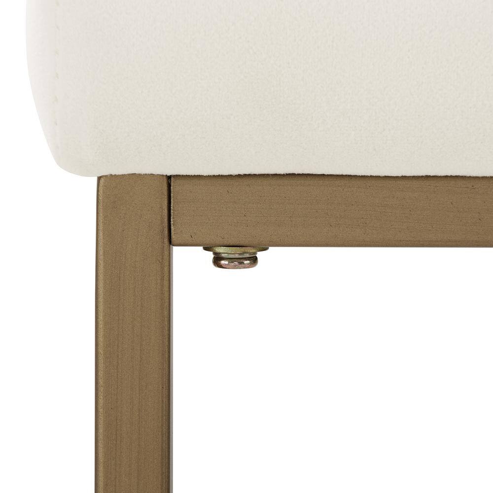 Elegant Creme Velvet and Gold Metal Counter Height Barstools, Set of 2