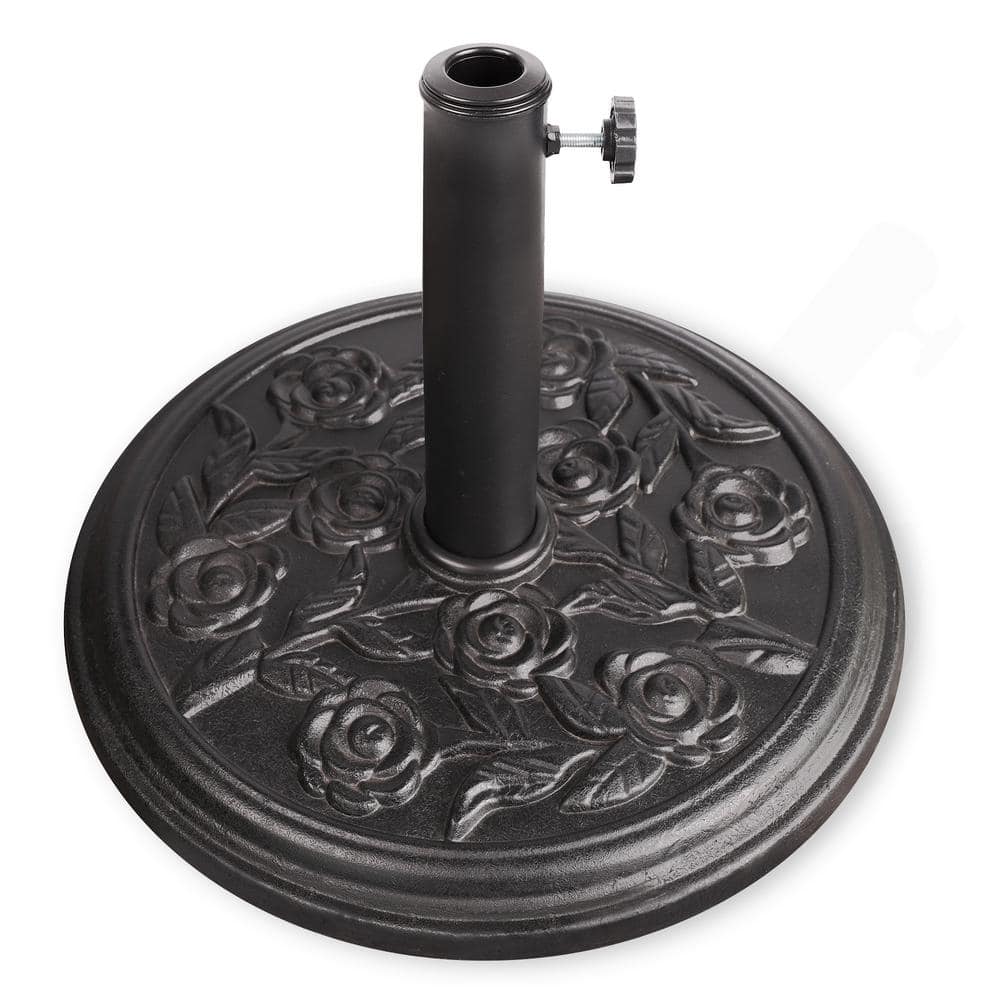 Round Resin Patio Umbrella Base in Black