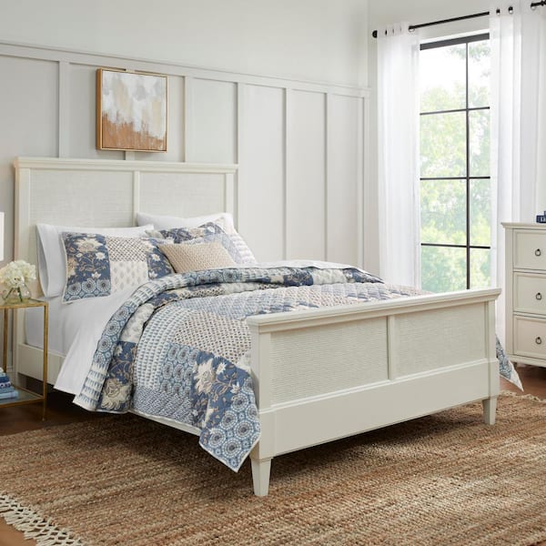 Ansley Washed Denim Patchwork King Cotton Quilt Set