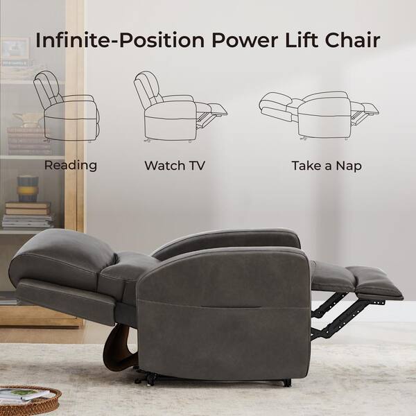 Spruce & Spring Cronus Dark Gray Faux Leather Lift Assist