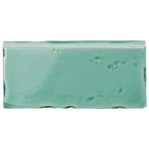 Novecento Zocalo Aguamarina 2-1/2 in. x 5-1/8 in. Glossy Ceramic Wall Tile Trim