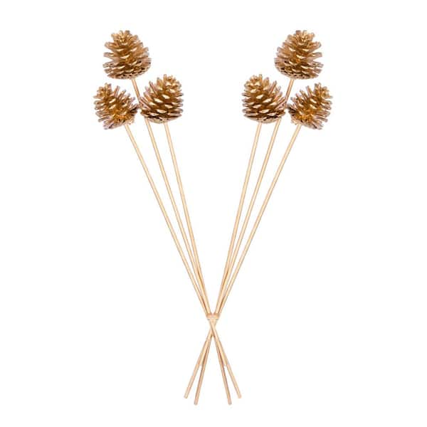 Bindle & Brass Metallic Gold Dried Natural Pinecones (2-Pack)