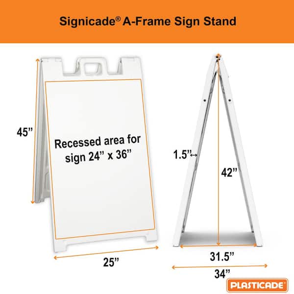 PLASTICADE Signicade 24 in. W x 36 in. H White Plastic Portable