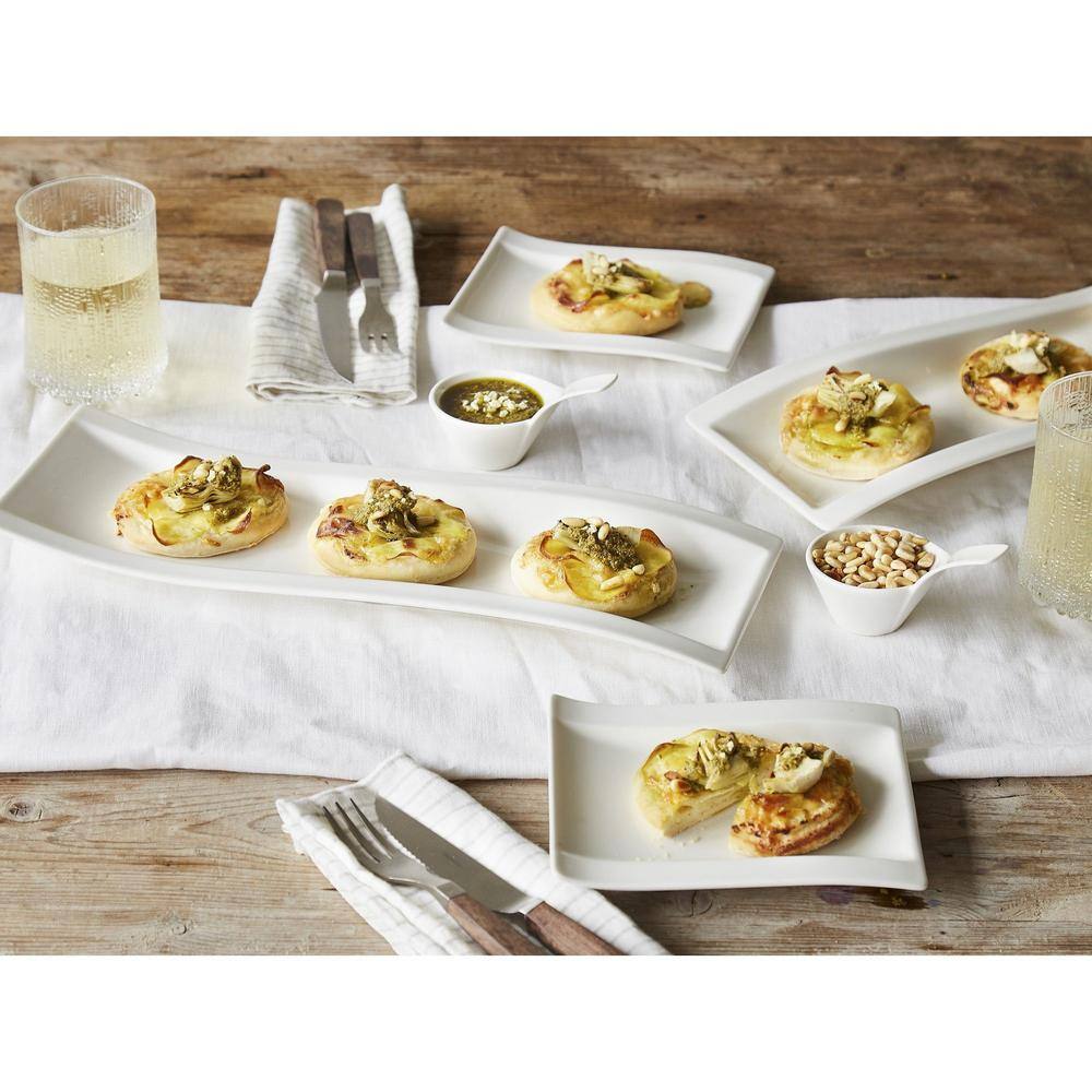 Modern White Porcelain 5-Piece Antipasti Dinnerware Set for 2