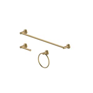 Dorind 3-Piece Bath Hardware Set with 24 in. Towel Bar, Towel Ring, and TP Holder in Matte Gold