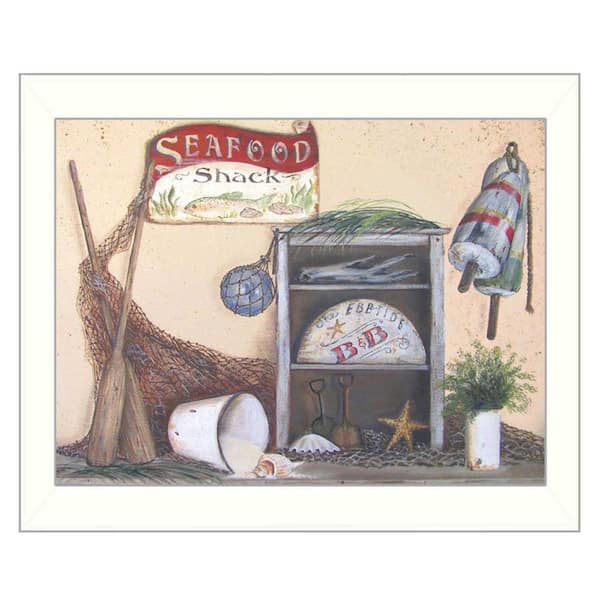 HomeRoots Charlie Seafood Shack Picture 1-Piece Picture Frame Wall Art 16 in. x 12 in.
