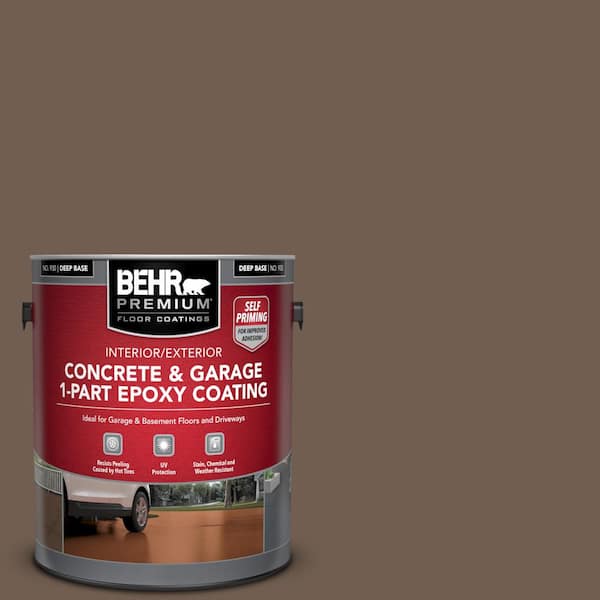BEHR PREMIUM 1 gal. #PFC-35 Rich Brown Self-Priming 1-Part Epoxy Satin Interior/Exterior Concrete and Garage Floor Paint