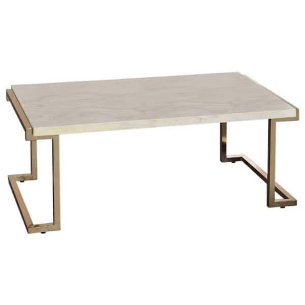 Donason 44 in. W Beige Small Rectangle Faux Marble Coffee Table