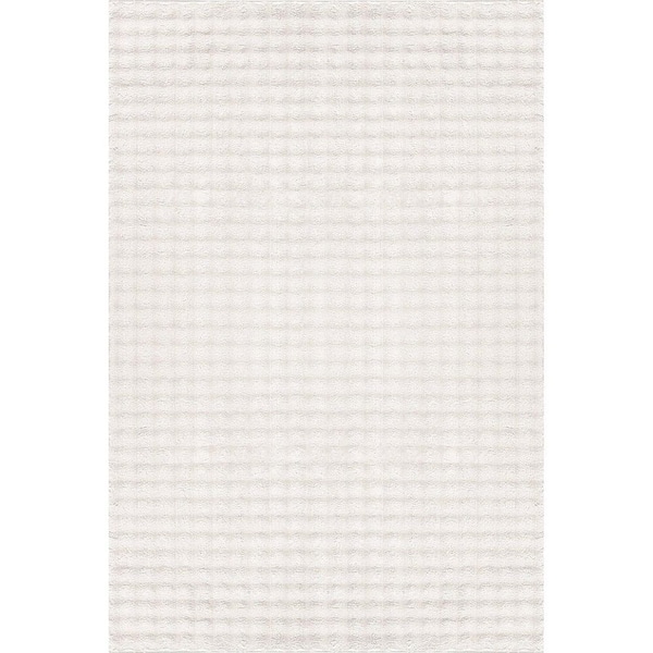 CloudSoft White 8 ft. x 10 ft. Non Slip Rubber Back Polyester Solid Indoor Area Rug