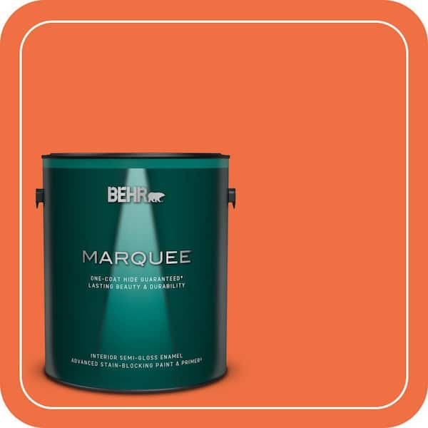 BEHR MARQUEE 1 gal. #210B-6 Aurora Orange Semi-Gloss Enamel Interior Paint & Primer