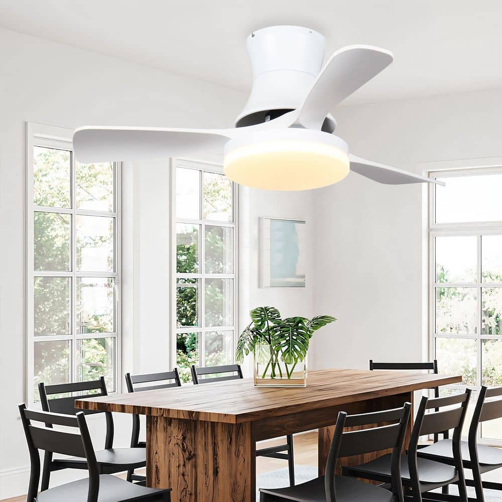 42 in. Smart Indoor White Standard Flush Mount Ceiling Fan with Integrated LED Reversible DC Motor and APP/Remote price history on PriceWatchPro