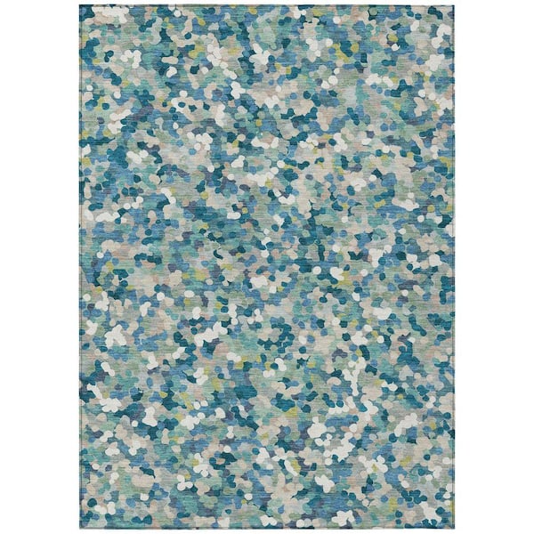 Chantille Machine Washable Indoor/Outdoor Abstract ACN2507 Teal 8 ft. x 10 ft. Area Rug