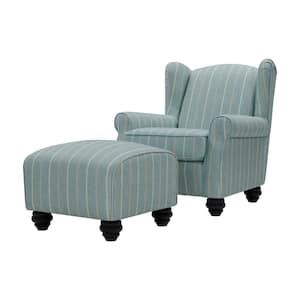 teal striped accent chair