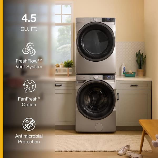 4.5 cu. ft. Stackable Front Load Washer in Radiant Silver with FreshFlow Vent System