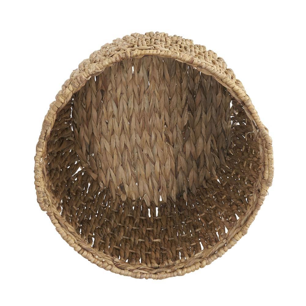 Tall Round Natural Wicker Storage Basket with Handles