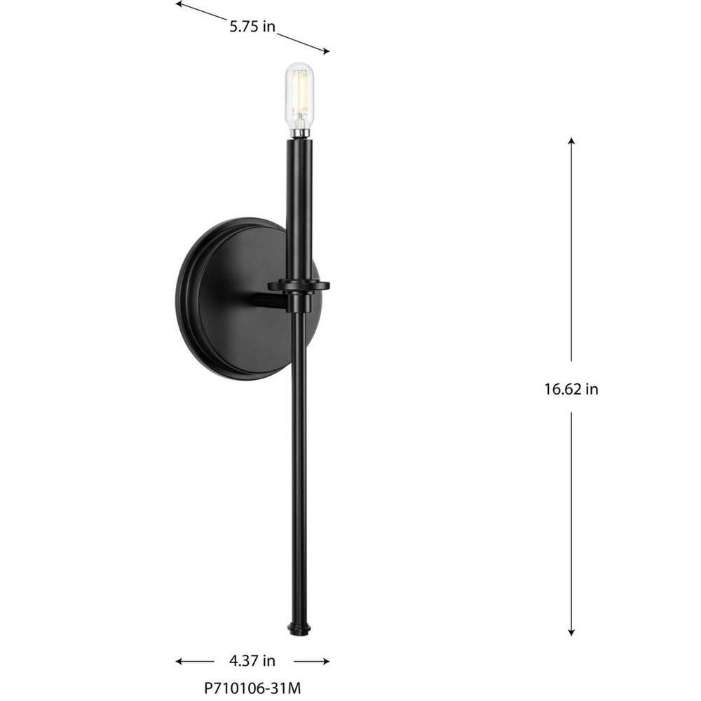 Elara Matte Black and Clear Glass Wall Sconce, 16.62"