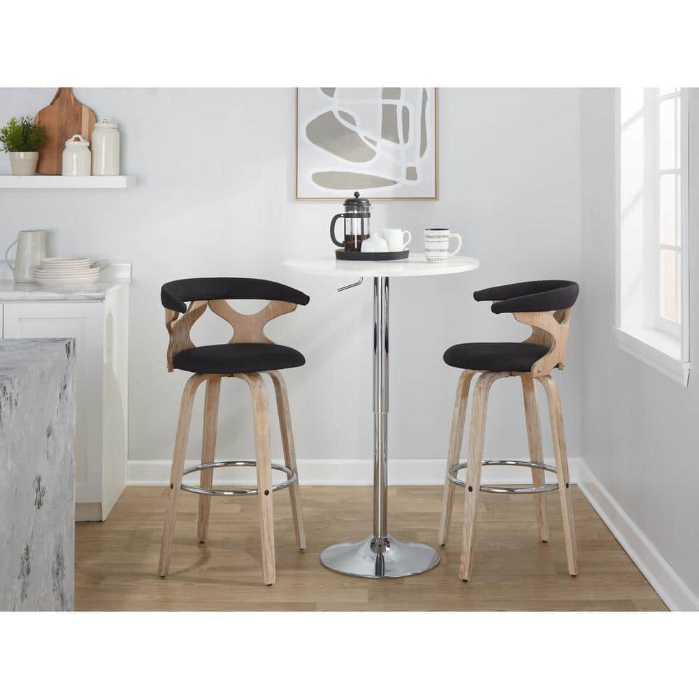Gardenia Black Wood and Metal Swivel Barstool Set